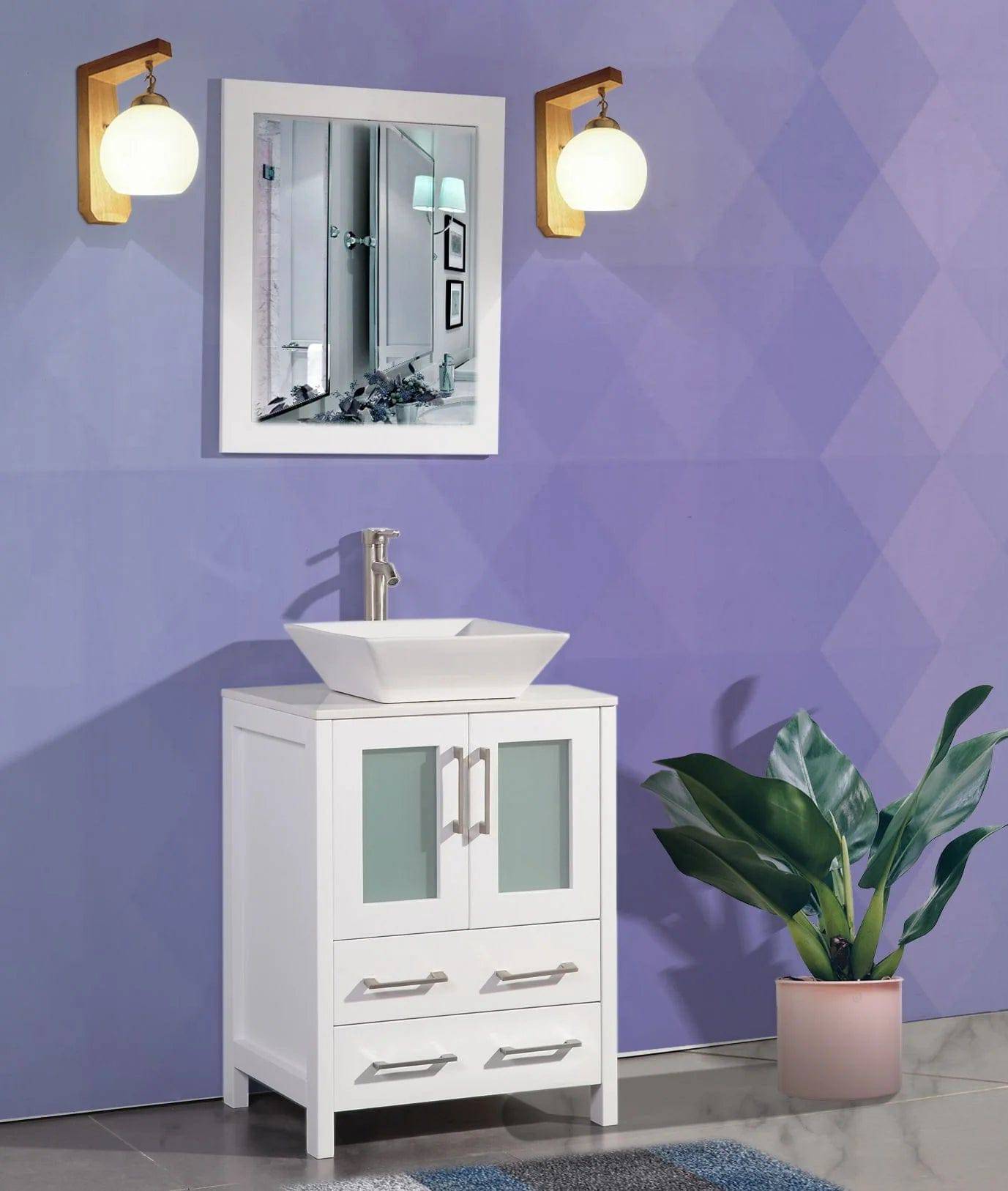 24 in. Single Sink Bathroom Vanity Combo Set in White - Decohub Home