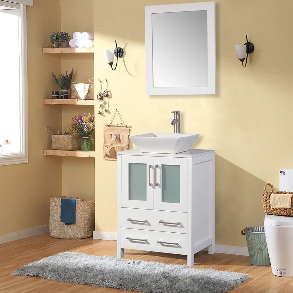 24 in. Single Sink Bathroom Vanity Combo Set in White - Decohub Home