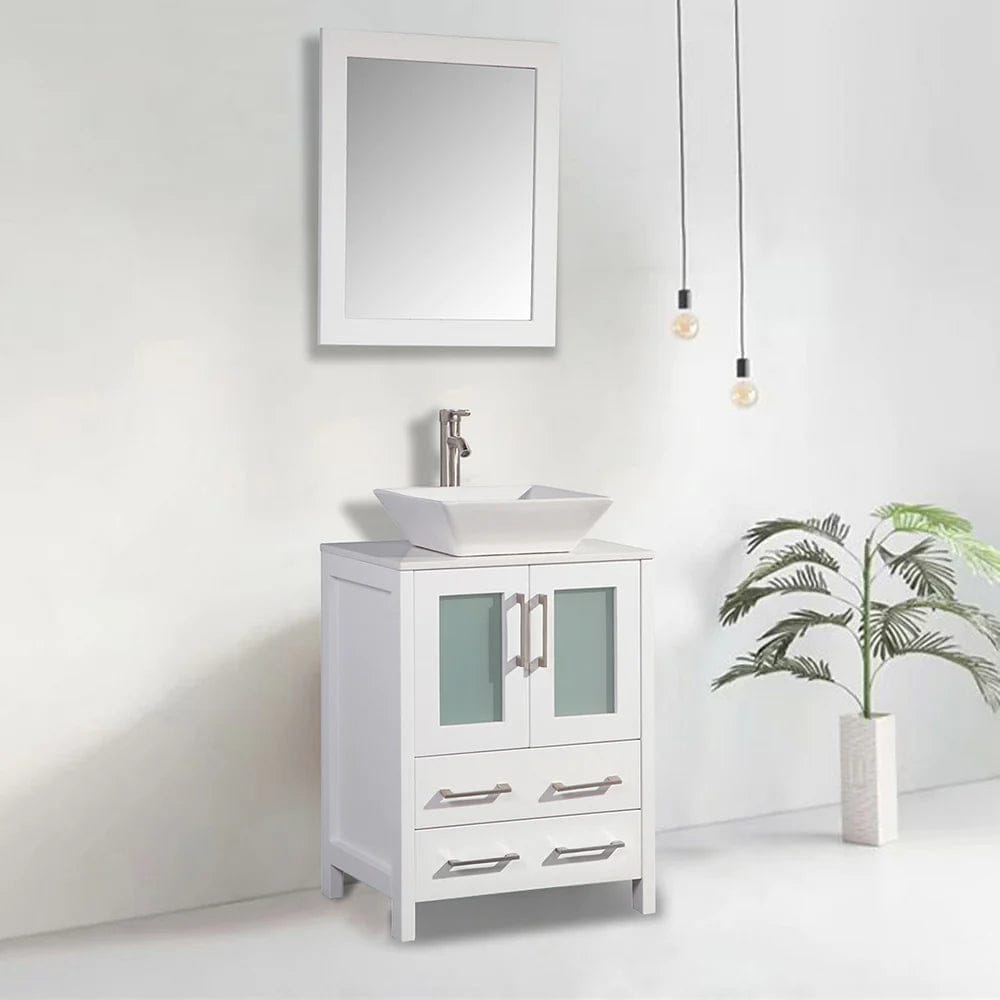 24 in. Single Sink Bathroom Vanity Combo Set in White - Decohub Home