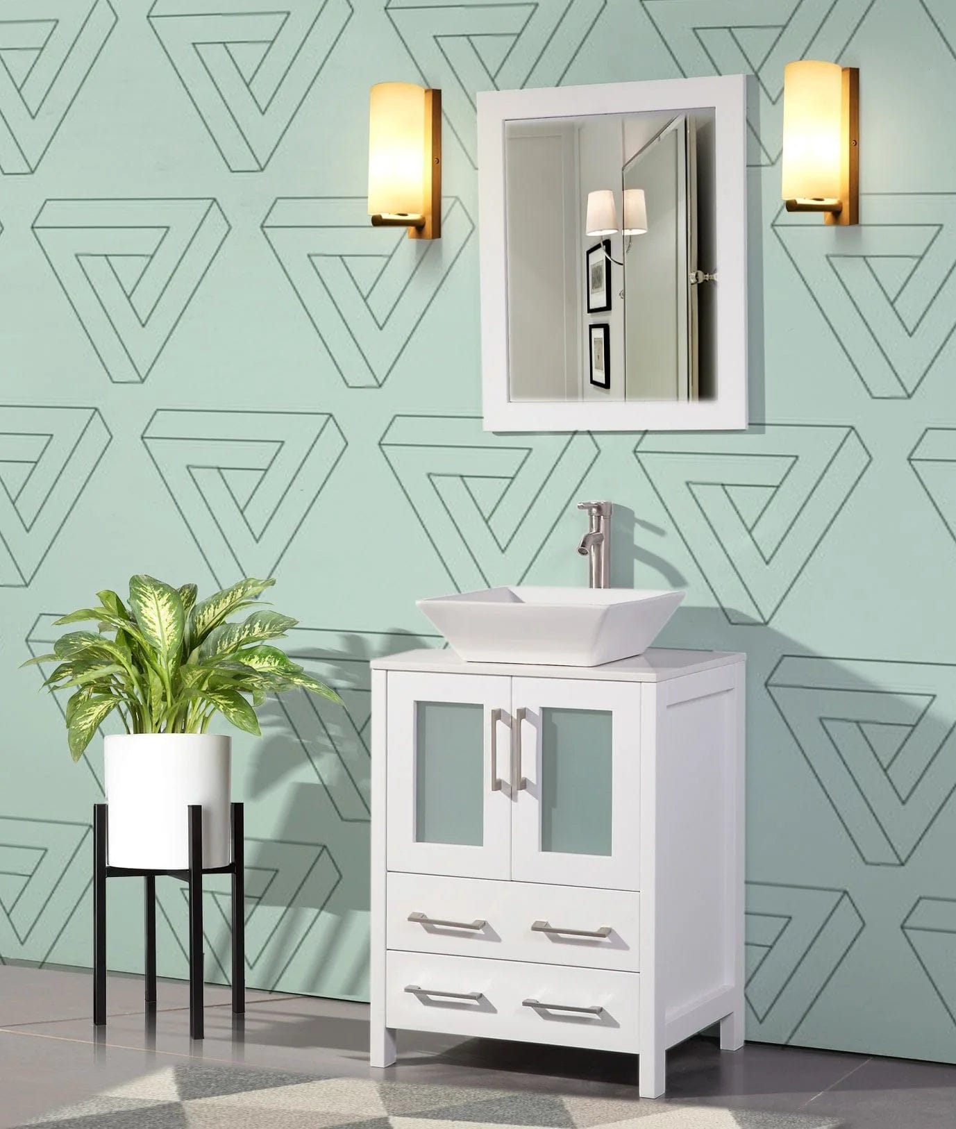 24 in. Single Sink Bathroom Vanity Combo Set in White - Decohub Home