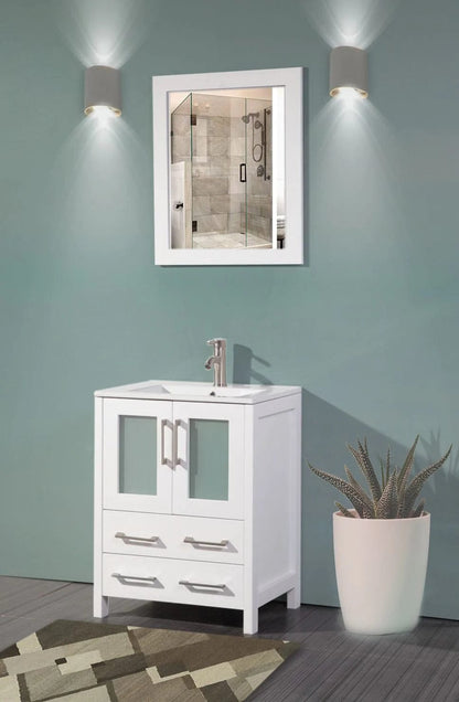 24 in. Single Sink Bathroom Vanity Compact Set in White - Decohub Home