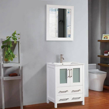 24 in. Single Sink Bathroom Vanity Compact Set in White - Decohub Home