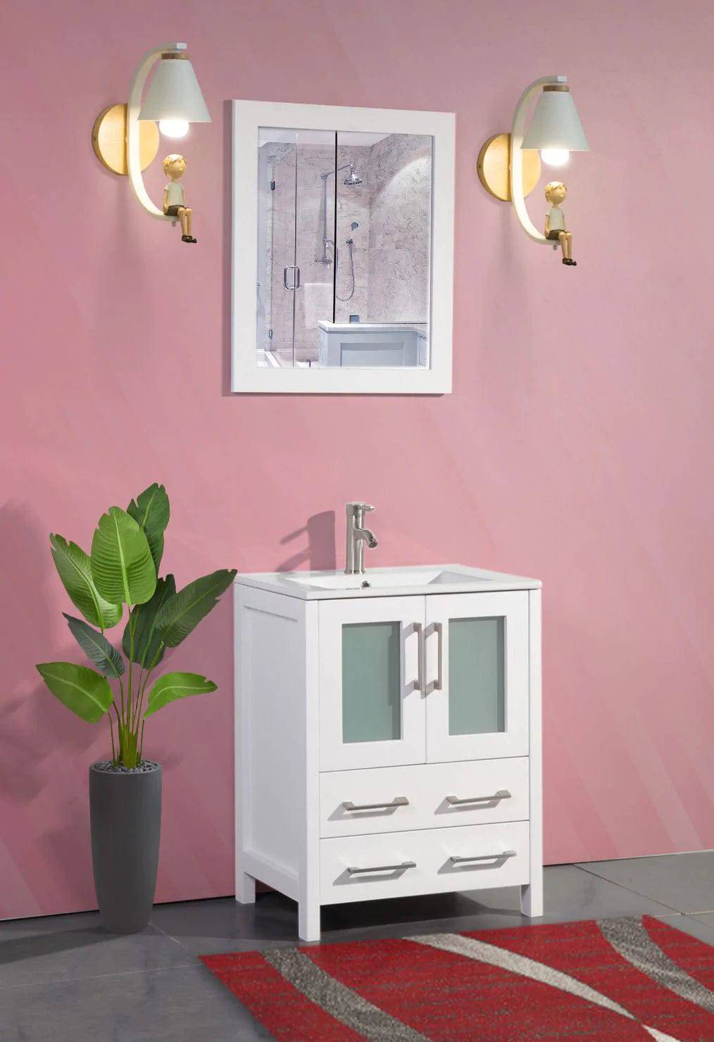 24 in. Single Sink Bathroom Vanity Compact Set in White - Decohub Home