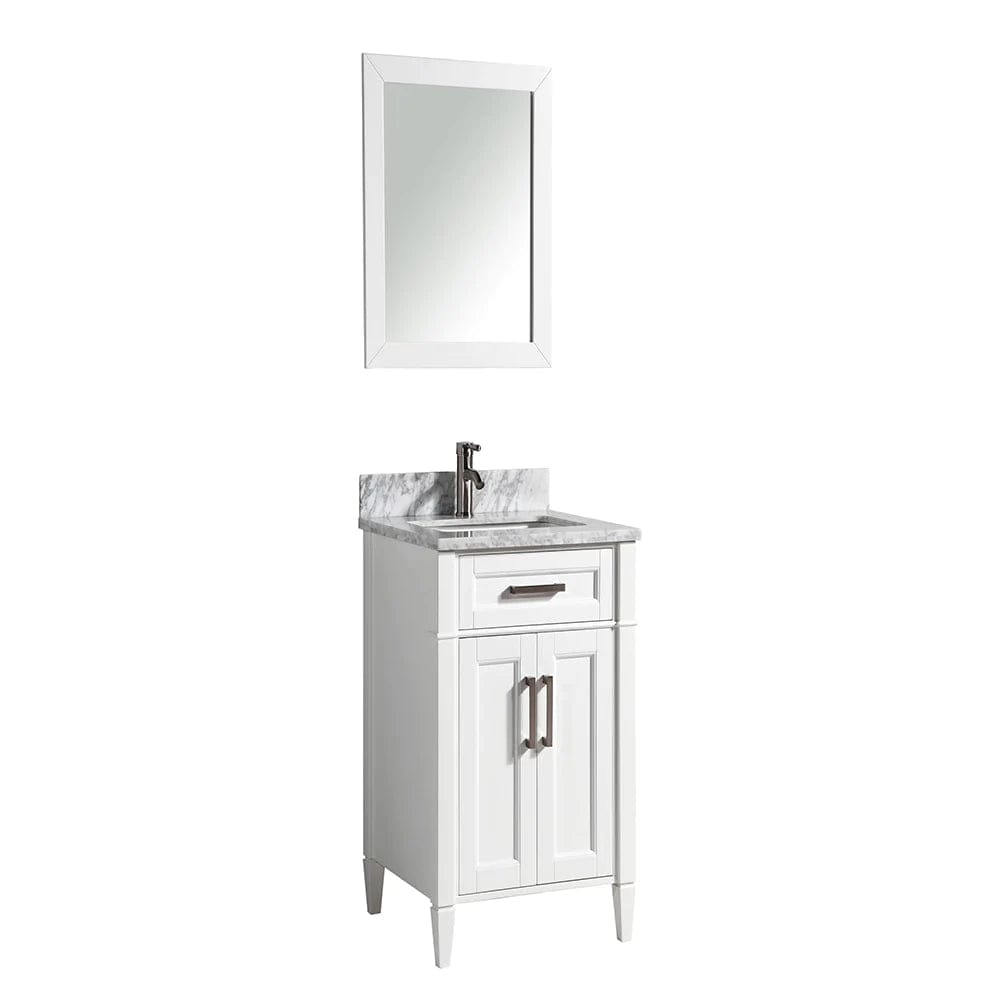 30 in. Single Sink Bathroom Vanity Set in White,Carrara Marble Stone Top