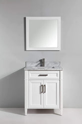 30 in. Single Sink Bathroom Vanity Set in White,Carrara Marble Stone Top - Decohub Home
