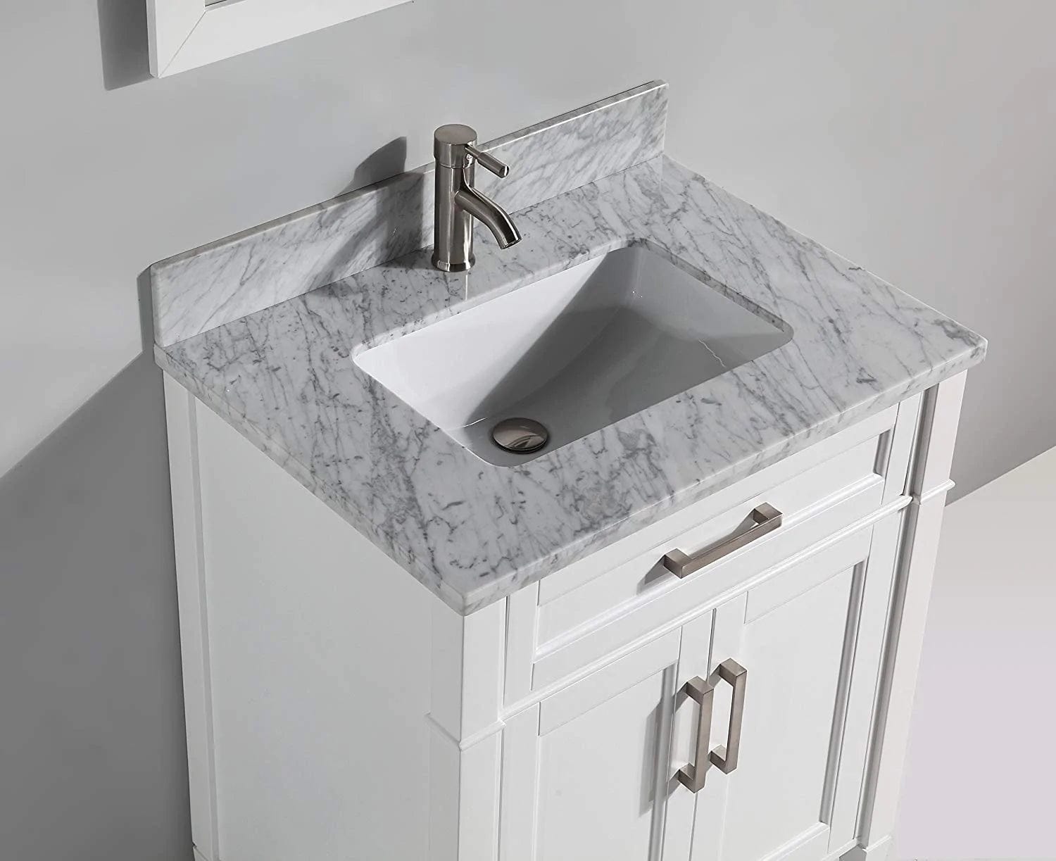 30 in. Single Sink Bathroom Vanity Set in White,Carrara Marble Stone Top - Decohub Home