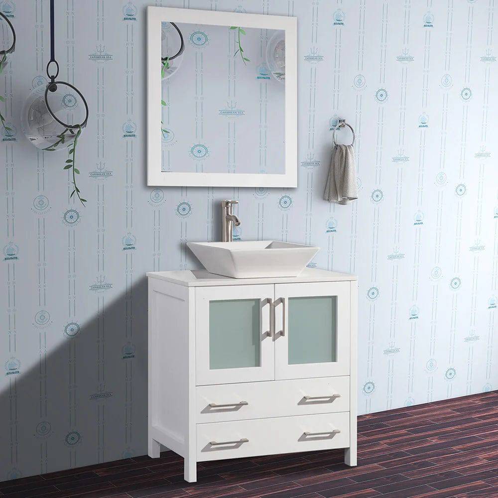 30 in. Single Sink Small Bathroom Vanity Set in White - Decohub Home