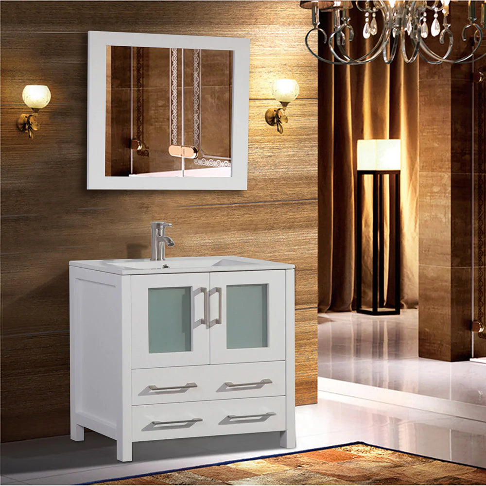 36 in. Single Sink Modern Bathroom Vanity Compact Set in White - Decohub Home