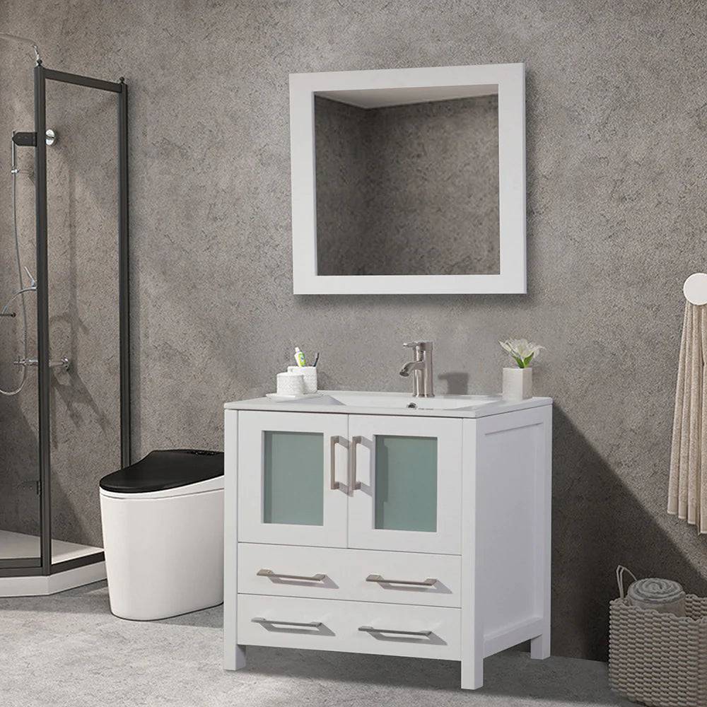 36 in. Single Sink Modern Bathroom Vanity Compact Set in White - Decohub Home