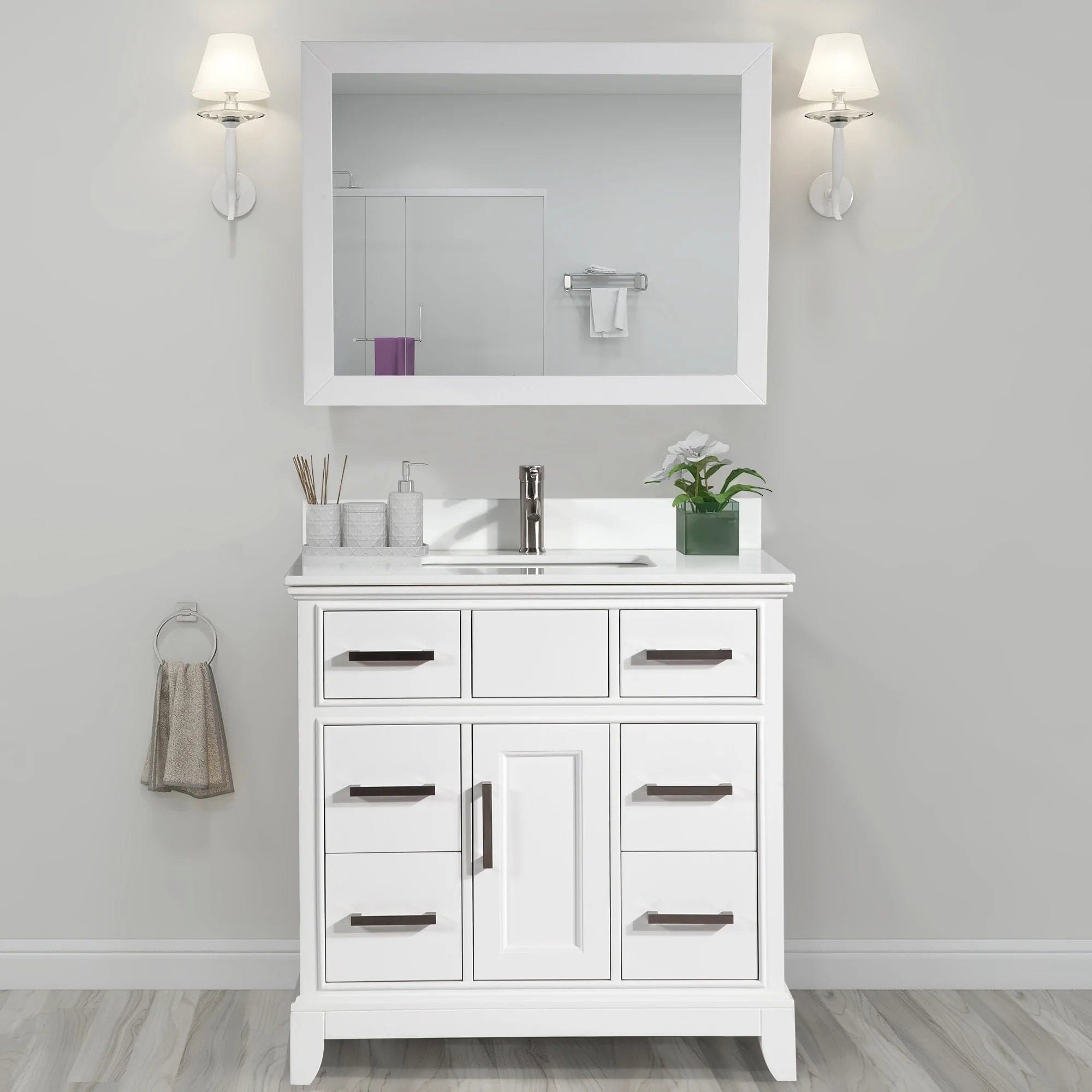 36 in. Single Sink Bathroom Vanity Set in White