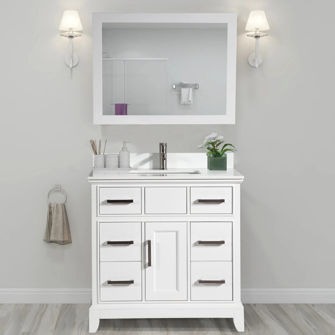 36 in. Single Sink Bathroom Vanity Set in White - Decohub Home