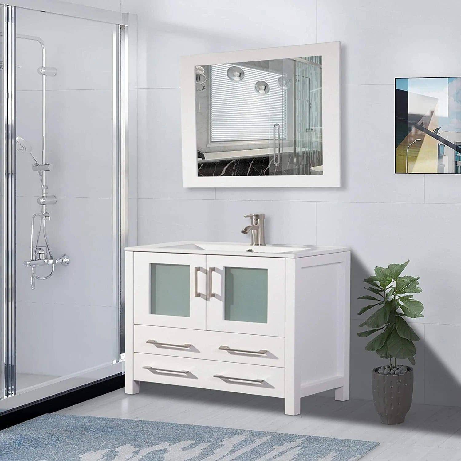 36 in. Single Sink Modern Bathroom Vanity Compact Set in White - Decohub Home