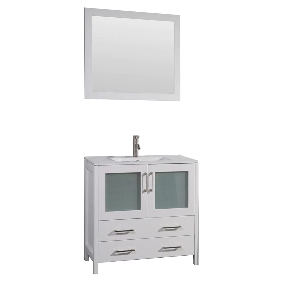 36 in. Single Sink Modern Bathroom Vanity Compact Set in White - Decohub Home