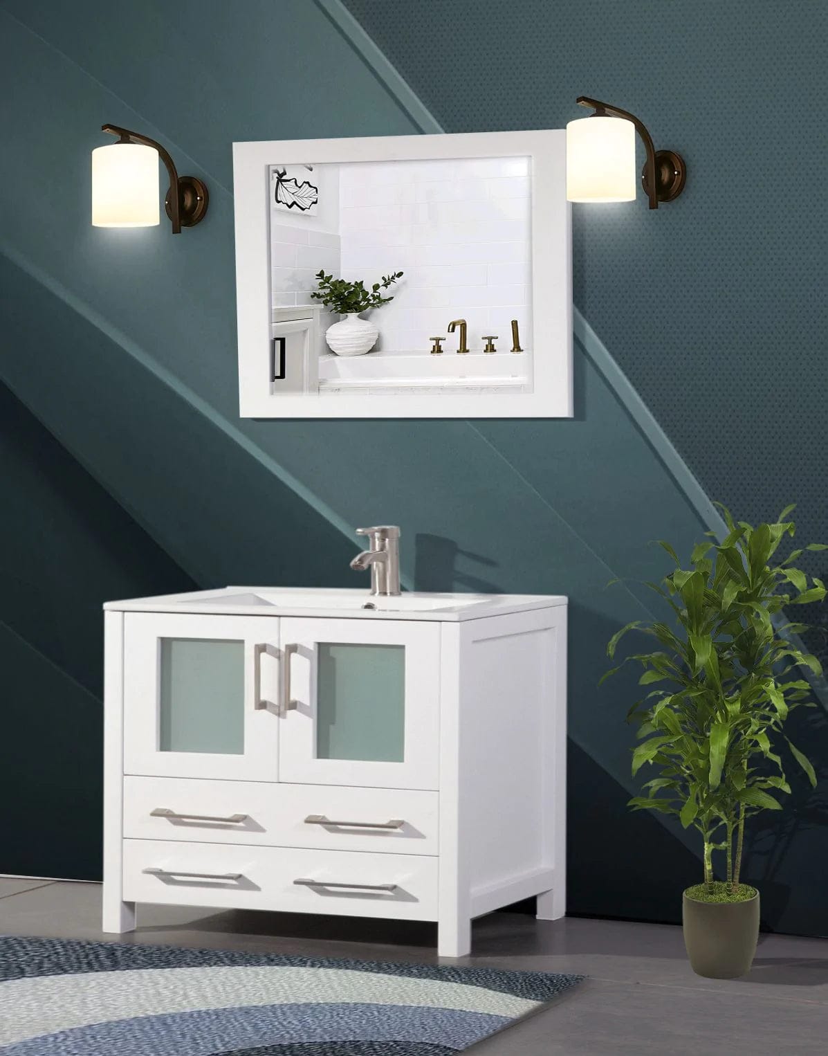 36 in. Single Sink Modern Bathroom Vanity Compact Set in White - Decohub Home