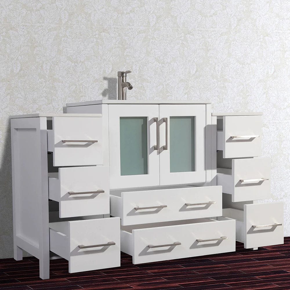 54 in. Single Sink Bathroom Vanity Combo Set in White - Decohub Home