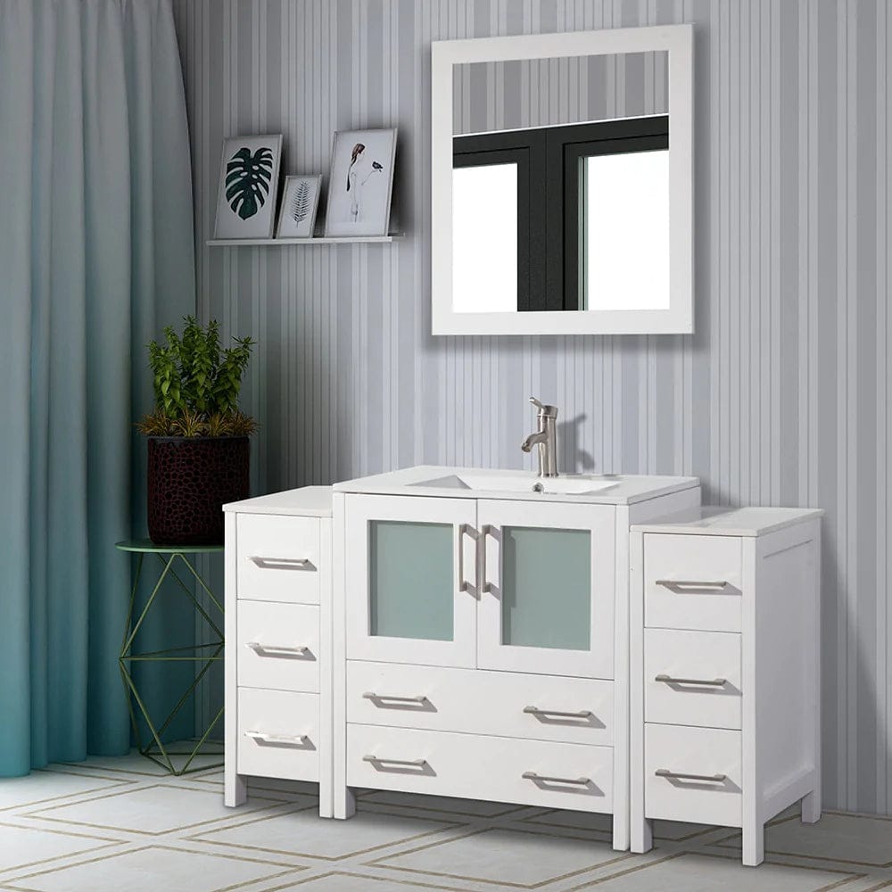 54 in. Single Sink Bathroom Vanity Combo Set in White - Decohub Home