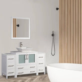 54 in. Single Sink Bathroom Vanity Combo Set in White - Decohub Home