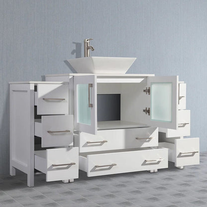 54 in. Single Sink Bathroom Vanity Combo Set in White - Decohub Home