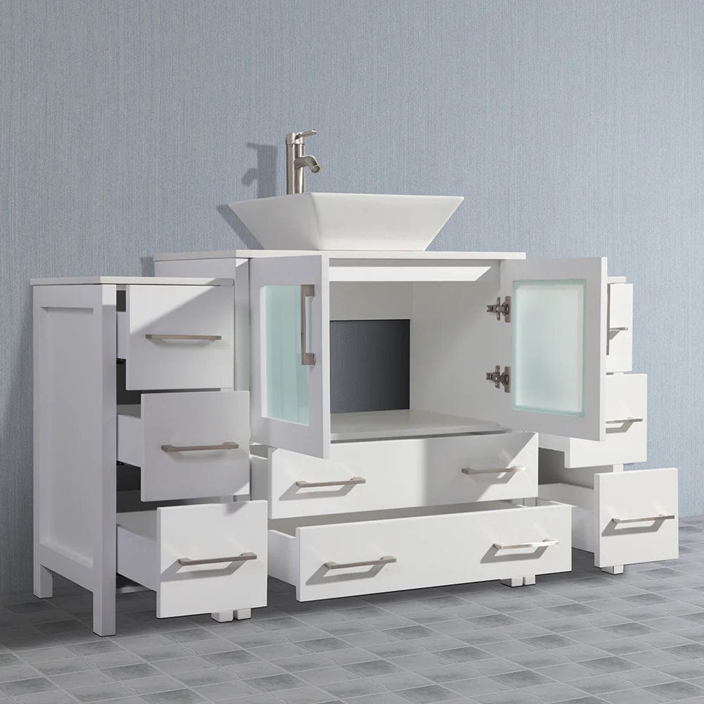 54 in. Single Sink Bathroom Vanity Combo Set in White - Decohub Home