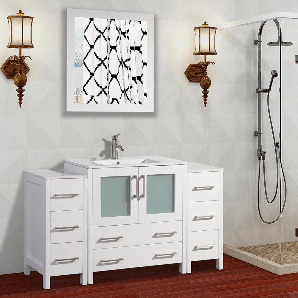 54 in. Single Sink Bathroom Vanity Combo Set in White - Decohub Home