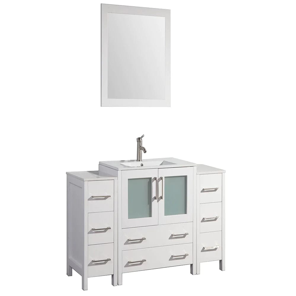 54 in. Single Sink Bathroom Vanity Combo Set in White - Decohub Home