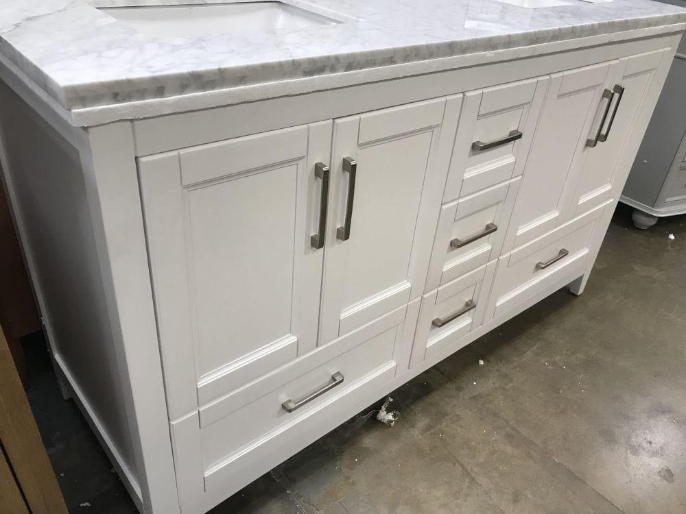 Sandstone 60 in. Vanity in White with Quartz Top - Decohub Home