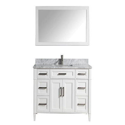 60 in. Single Sink Bathroom Vanity Set in White ,Carrara Marble Stone Top - Decohub Home