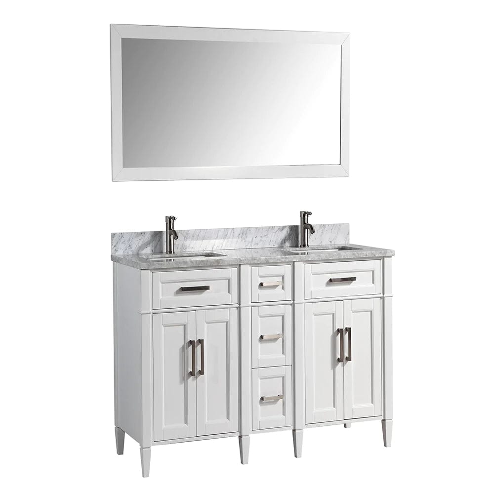 60 in. Single Sink Bathroom Vanity Set in White ,Carrara Marble Stone Top