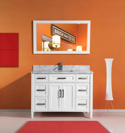 60 in. Single Sink Bathroom Vanity Set in White ,Carrara Marble Stone Top - Decohub Home