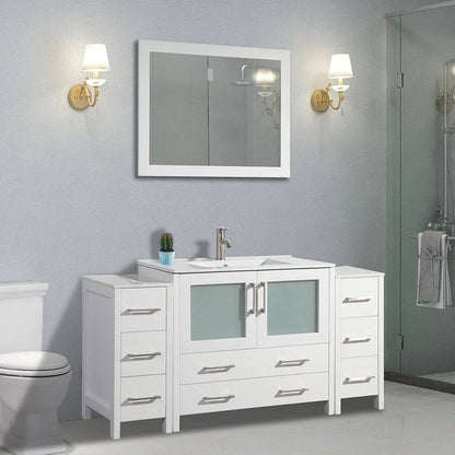 60 in. Single Sink Modern Bathroom Vanity Compact Set in White - Decohub Home