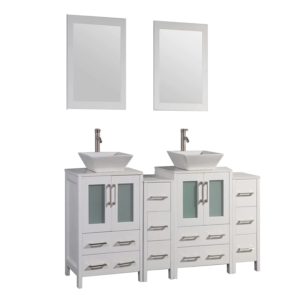 72 in. Double Sink Bathroom Vanity Combo Set in White - Decohub Home