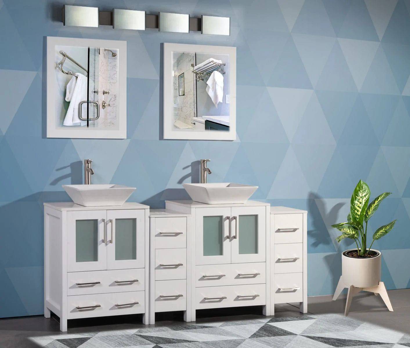 72 in. Double Sink Bathroom Vanity Combo Set in White - Decohub Home