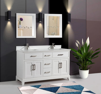 72 in. Double Sink Bathroom Vanity Set in White - Decohub Home