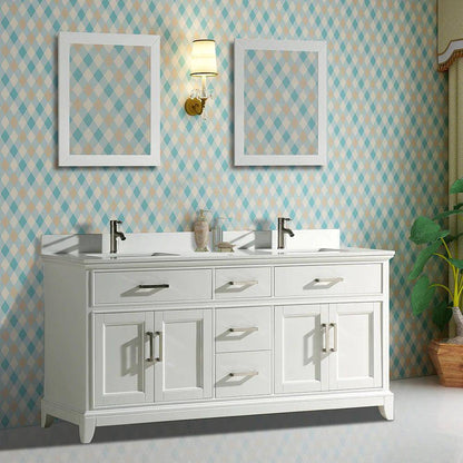 72 in. Double Sink Bathroom Vanity Set in White - Decohub Home