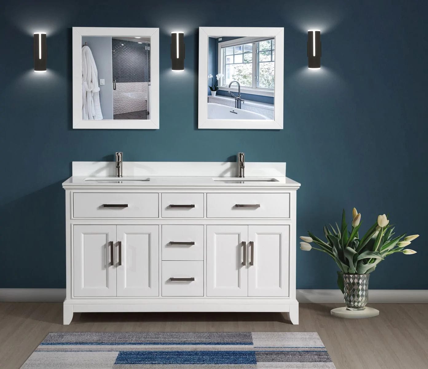 72 in. Double Sink Bathroom Vanity Set in White - Decohub Home