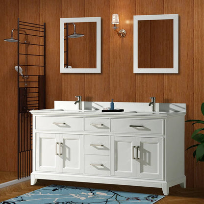 72 in. Double Sink Bathroom Vanity Set in White - Decohub Home