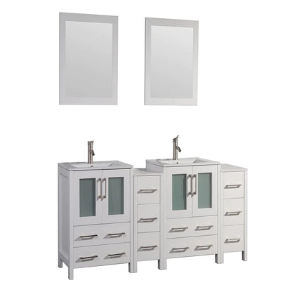 72 in. Double Sink Modern Bathroom Vanity Combo Set in White - Decohub Home