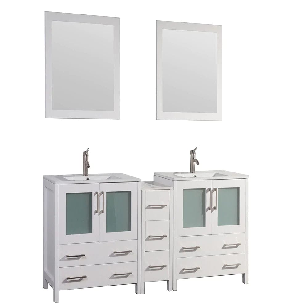 72 in. Double Sink Modern Bathroom Vanity Set in White - Decohub Home