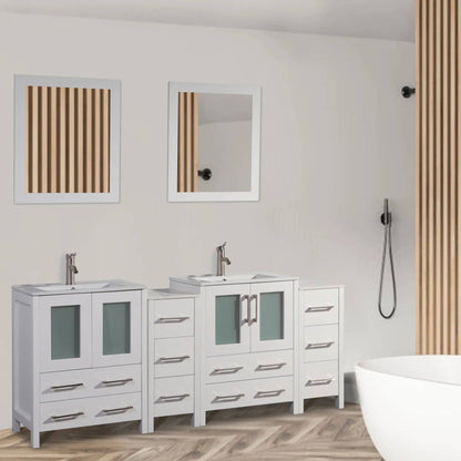 72 in. Double Sink Modern Bathroom Vanity Combo Set in White