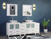 84 in. Double Sink Bathroom Vanity Combo Set in White - Decohub Home