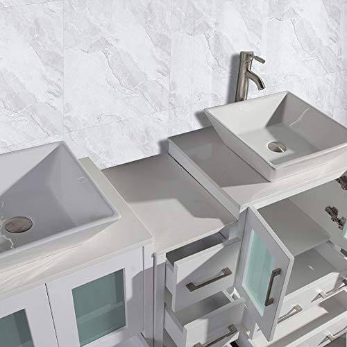 84 in. Double Sink Bathroom Vanity Combo Set in White