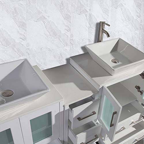 84 in. Double Sink Bathroom Vanity Combo Set in White - Decohub Home