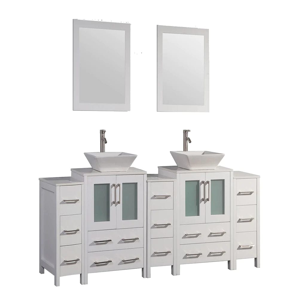 84 in. Double Sink Bathroom Vanity Combo Set in White - Decohub Home