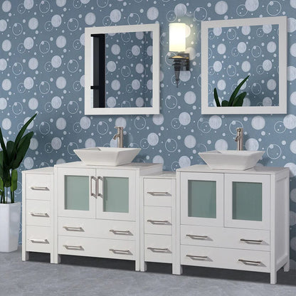 84 in. Double Sink Bathroom Vanity Combo Set in White - Decohub Home