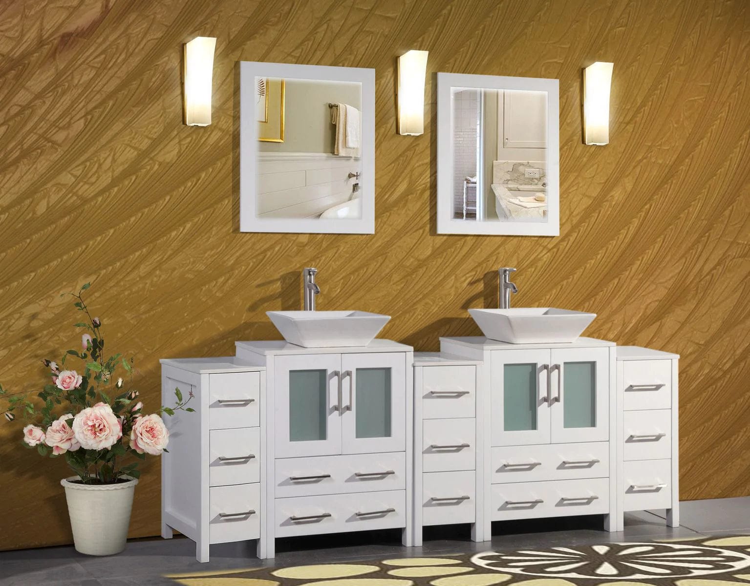 84 in. Double Sink Bathroom Vanity Combo Set in White - Decohub Home