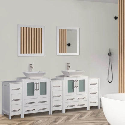 84 in. Double Sink Bathroom Vanity Combo Set in White - Decohub Home