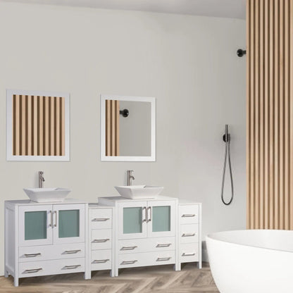 84 in. Double Sink Bathroom Vanity Combo Set in White - Decohub Home