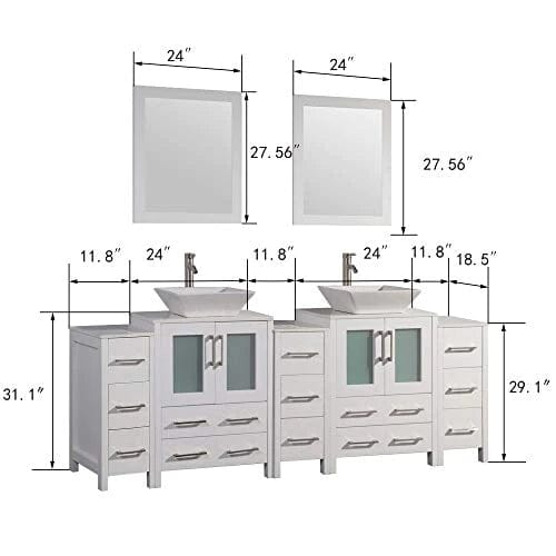 84 in. Double Sink Bathroom Vanity Combo Set in White - Decohub Home