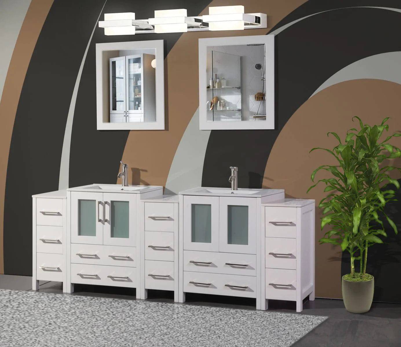 84 in. Double Sink Modern Bathroom Vanity Combo Set in White - Decohub Home