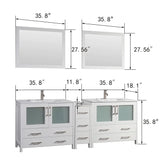 84 in. Double Sink Modern Bathroom Vanity Compact Set in White - Decohub Home